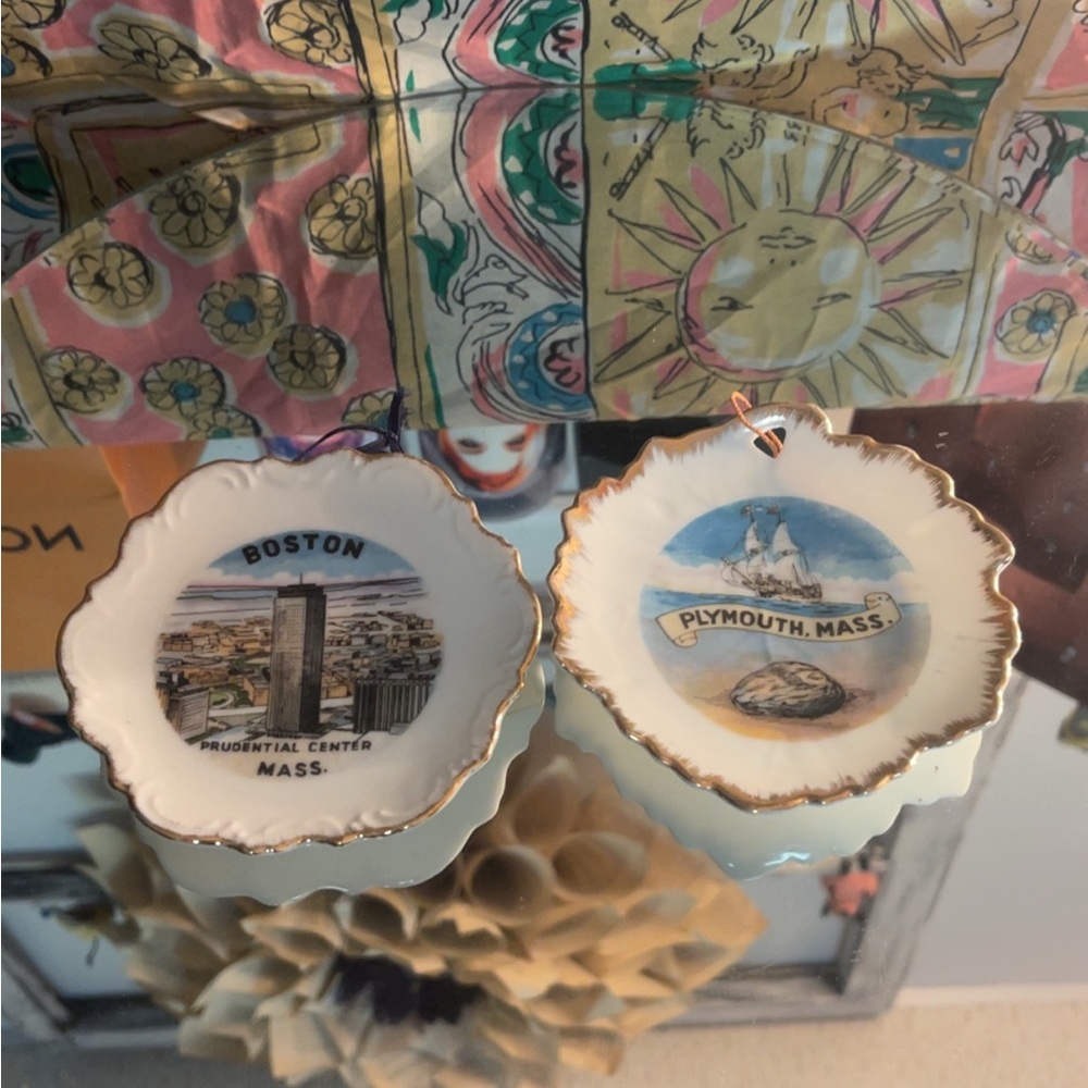 Boston and Plymouth Mass Souvenir Plates